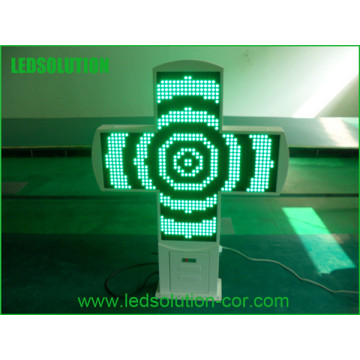 Affichage croisé vert de pharmacie de la double P16 de côté LED